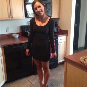 Black spandex long sleeve LBD